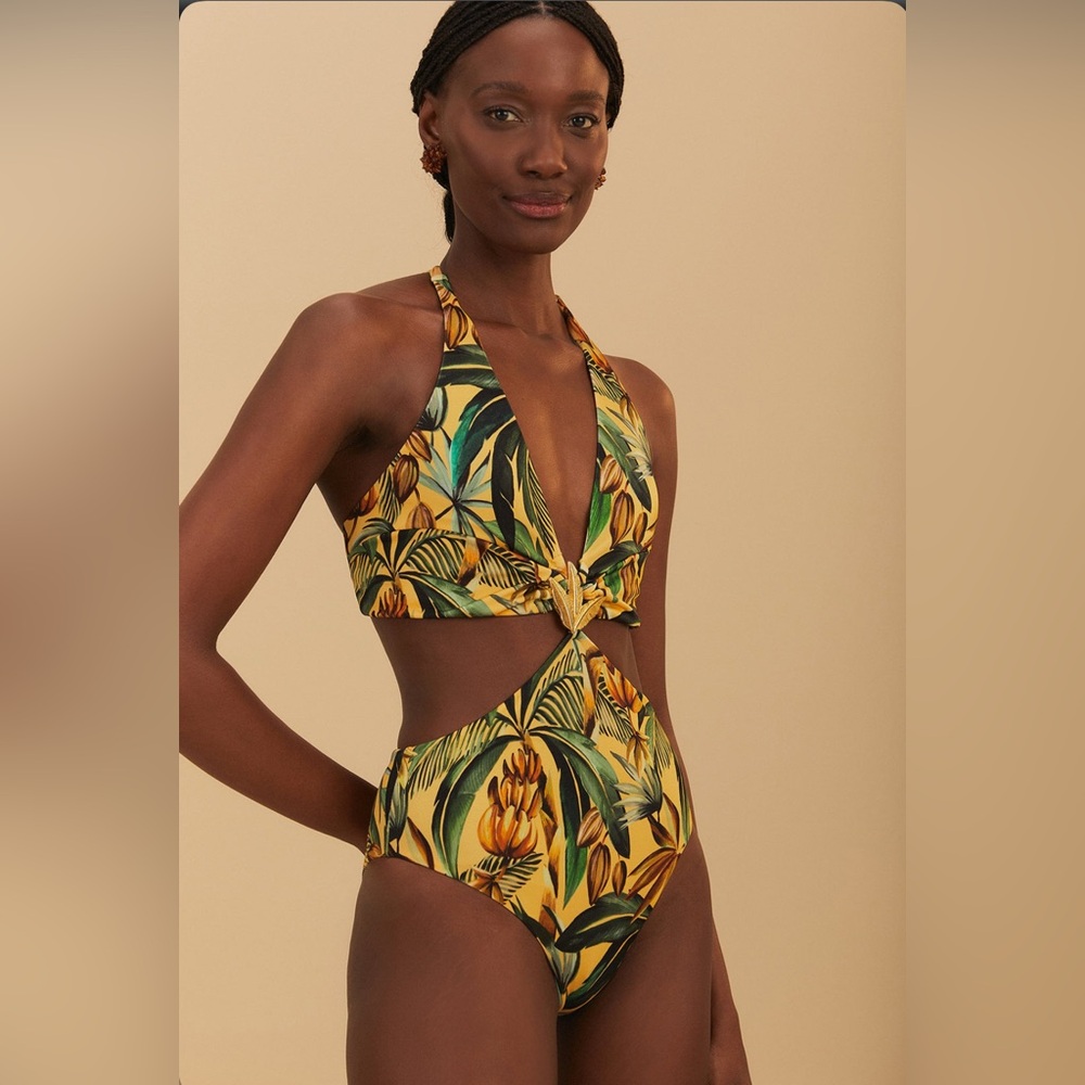 FARM Rio Tropical Yellow One Piece Swimsuit